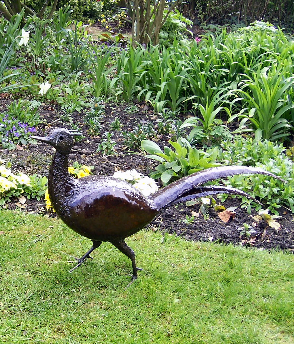 Fairly-traded Pheasant handmade in recycled metal by Zimbabwean refugee artists