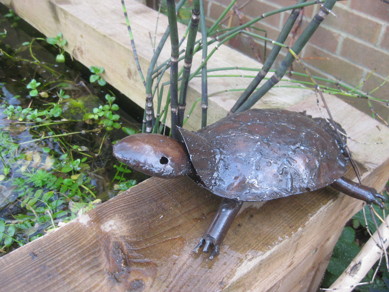 Recycled Metal Tortoise Garden Sculpture – Handmade African Fair Trade Outdoor Animal Ornament – Garden Art Decor – handmade Fair Trade garden art