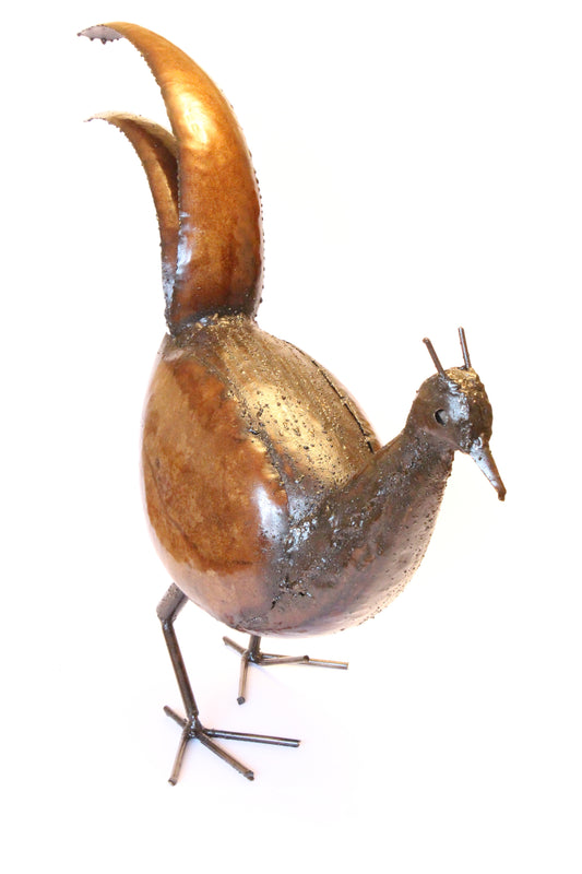 Fairly-traded Pheasant handmade in  recycled metal by Zimbabwean refugee artists