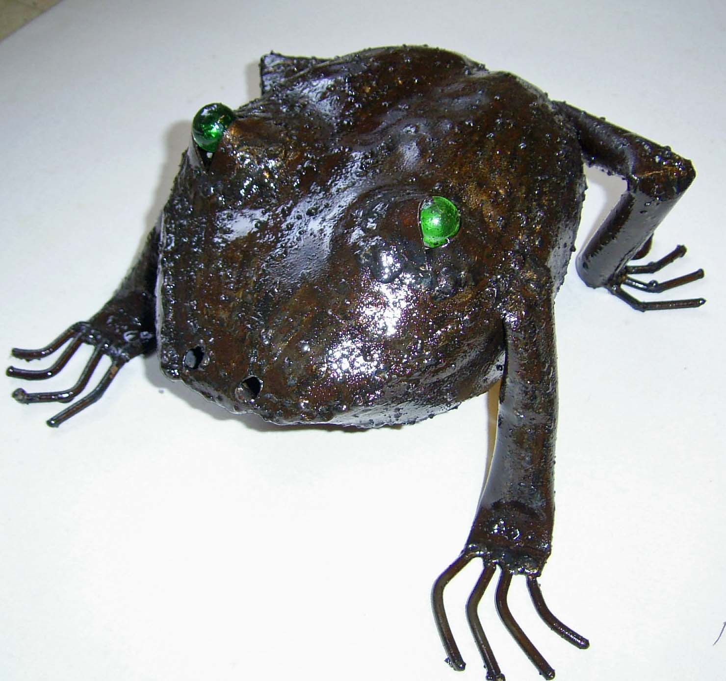 Recycled Metal Frog Garden Sculpture – Handmade African Fair Trade Outdoor Animal Ornament – Garden Pond Decor – handmade Fair Trade garden art