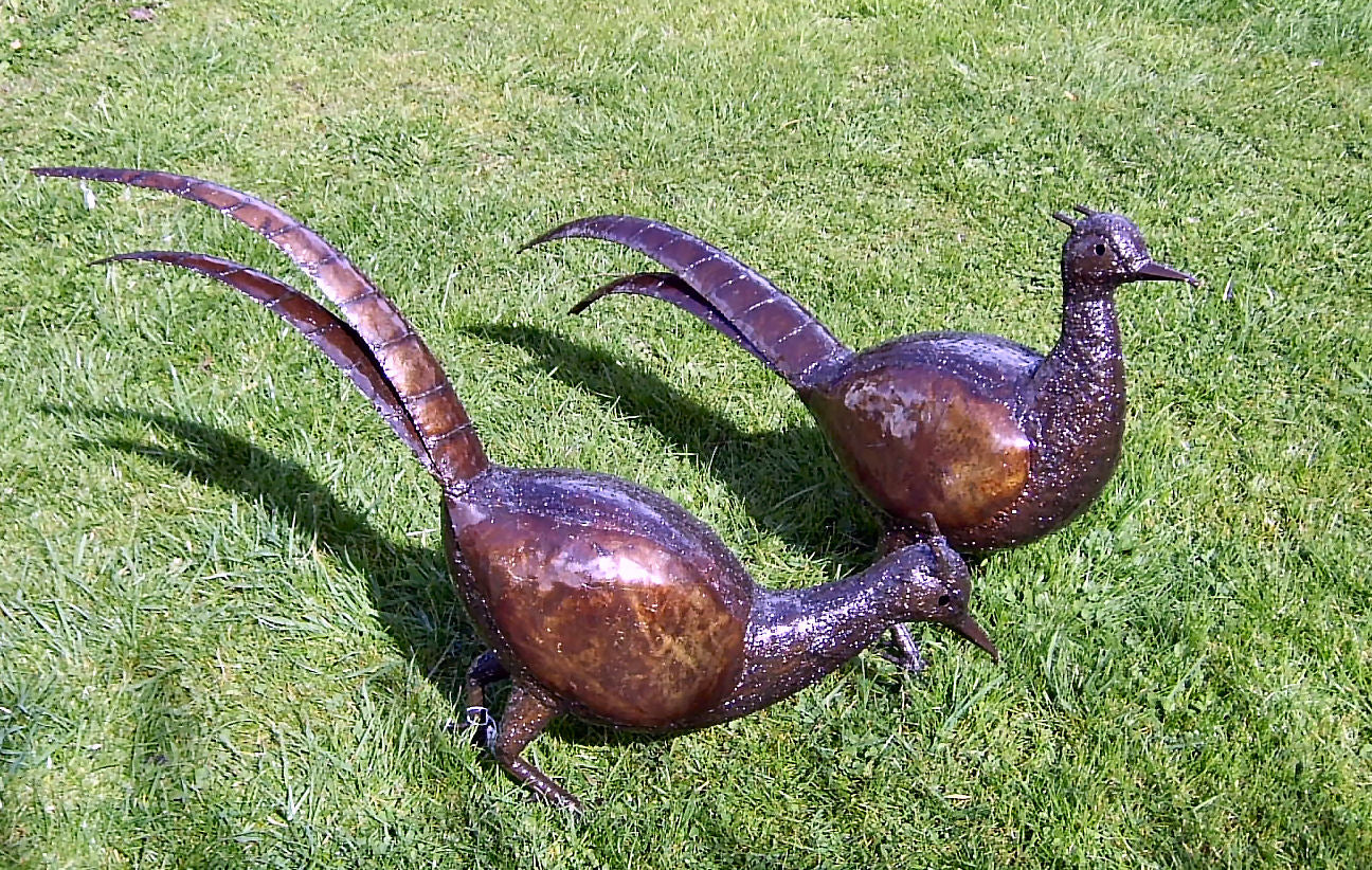 Fairly-traded Pheasant handmade in  recycled metal by Zimbabwean refugee artists